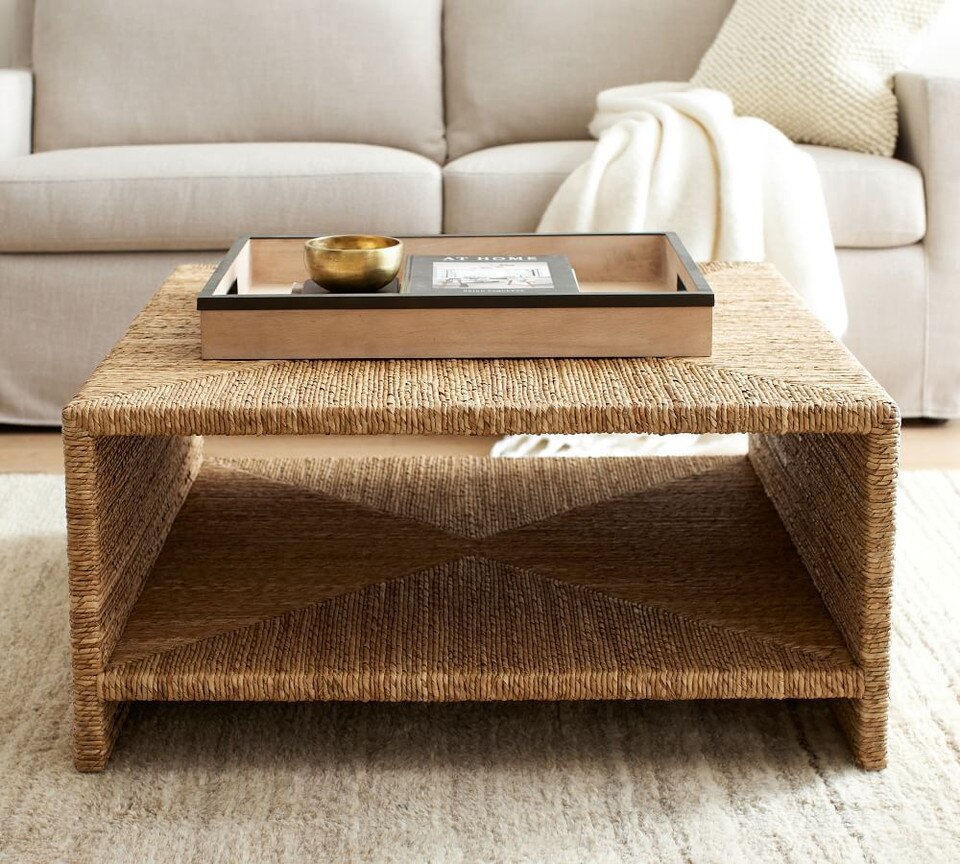 Malibu 91 cm Woven Square Coffee Table Pottery Barn Australia